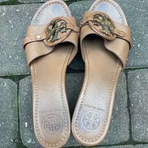 Tory Burch Wedge Leather Heels Sandals 7.5